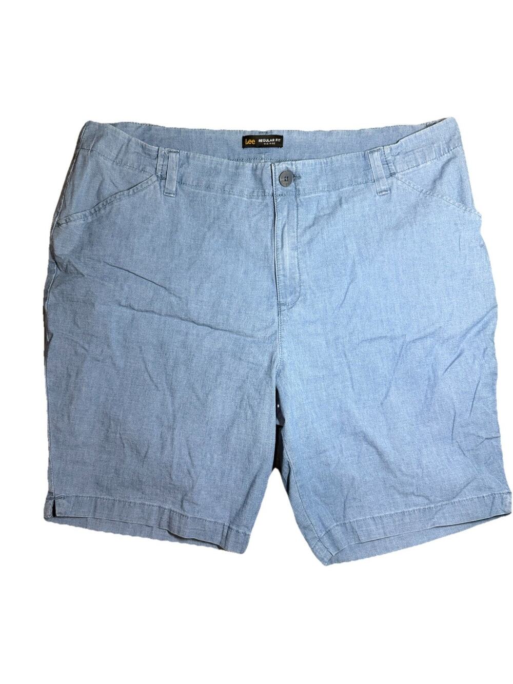 Lee Women’s 20W Blue Mid Rise Shorts Regular Fit Stretch Cotton Casual
